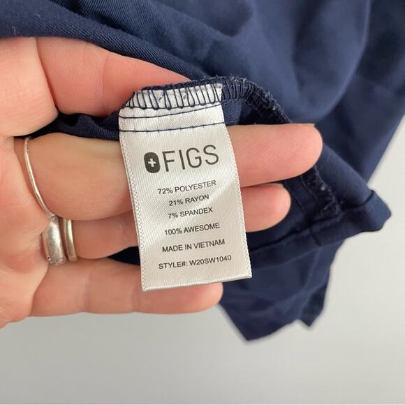 Figs Women’s Limited Edition Inala V-Neck Scrub Top Navy Blue Side Zipper Rolled - Picture 3 of 11